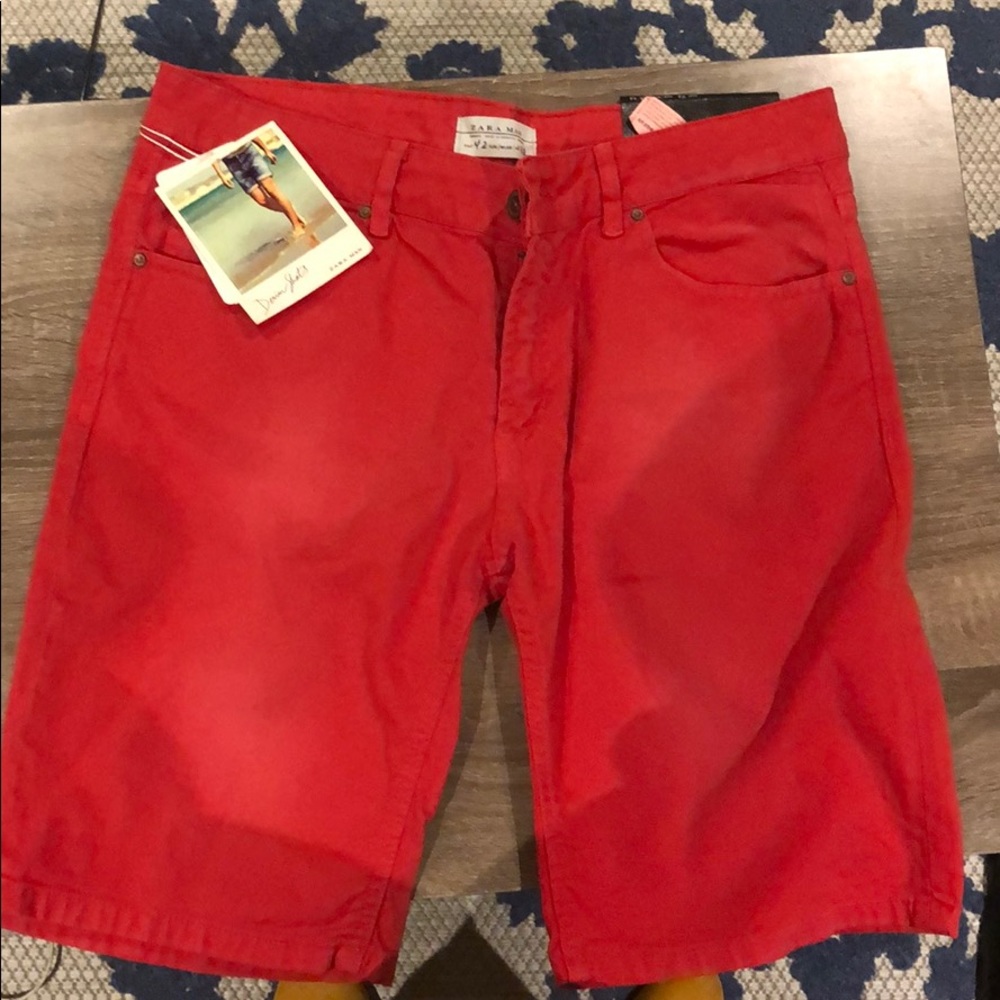 Red Zara Man Denim Shorts (never been worn)